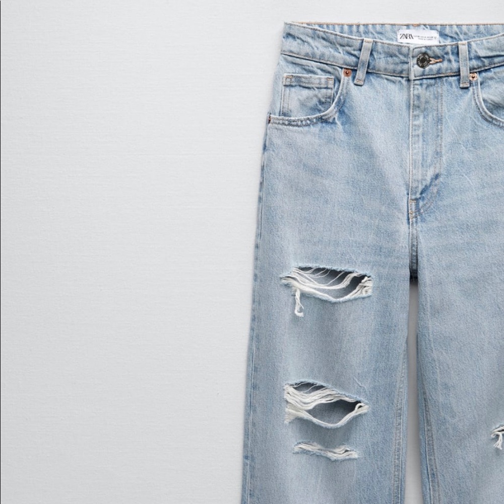 ZARA Ripped Wide Leg Jeans - Picture 7 of 16